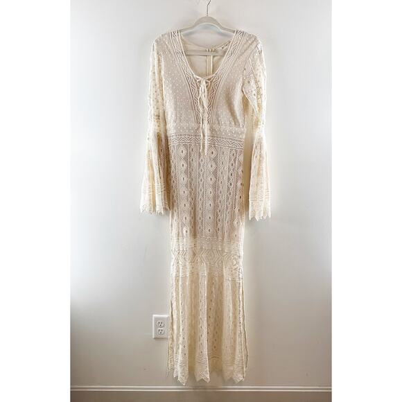 Jen’s Pirate Booty Chaouen Lace Crochet Boho Maxi Dress Ivory XS - Picture 5 of 16